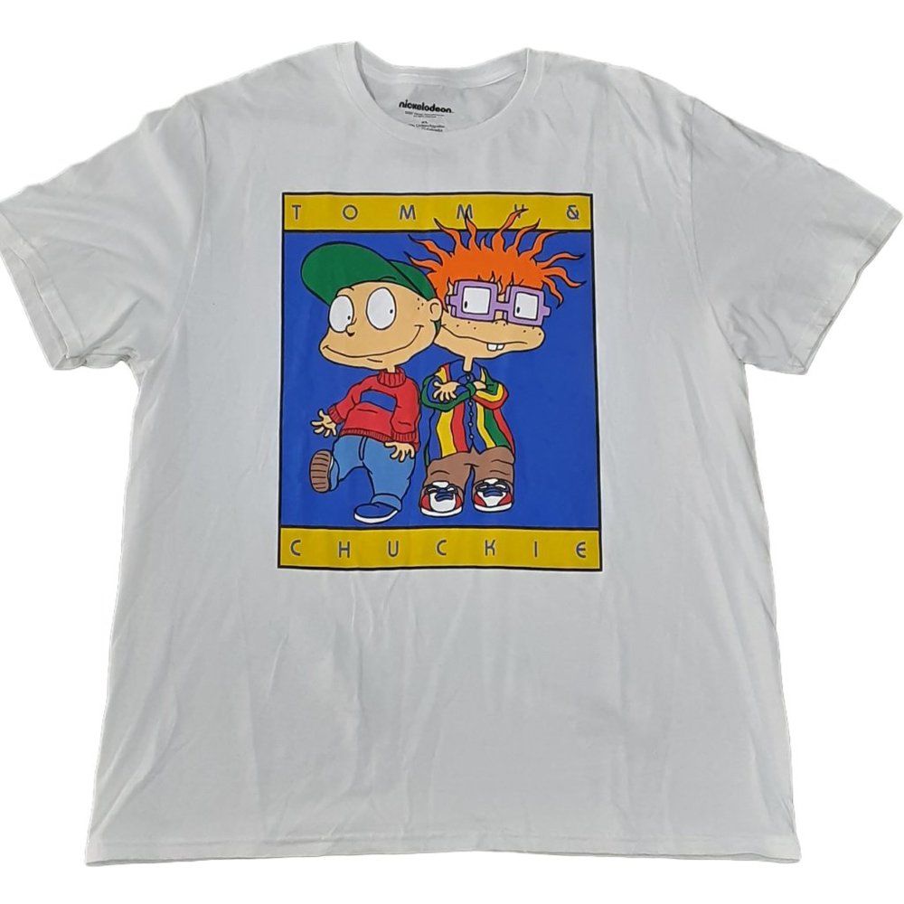 Rugrats T Shirt Mens Size Extra Large xl White Multi Color Tommy Chuckie New
